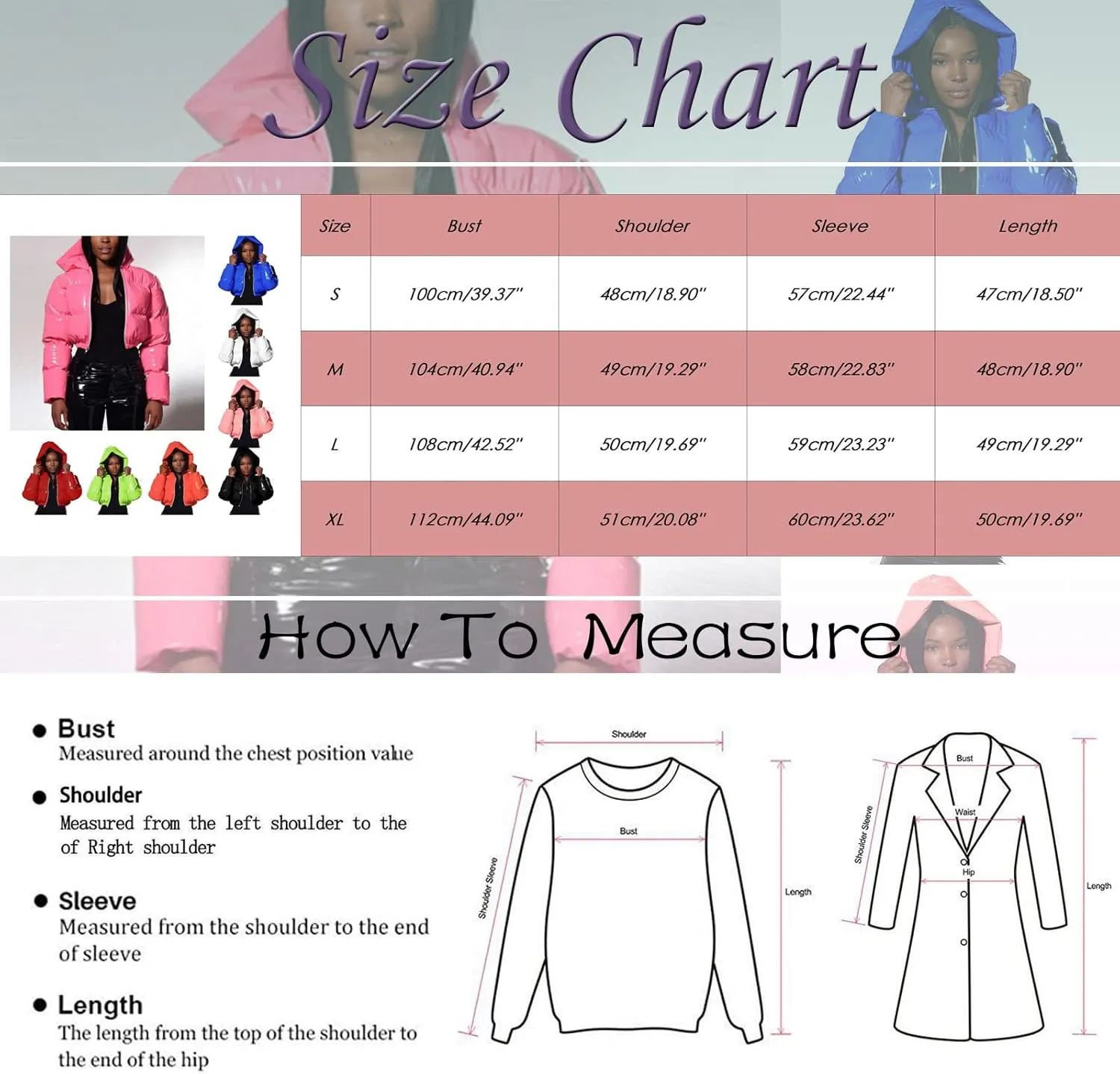 2024 Fashion Cool Zipper Crop Jacket Coat for Women Long Sleeve Hooded Quilted Outwear Casual Loose Oversized Overcoat