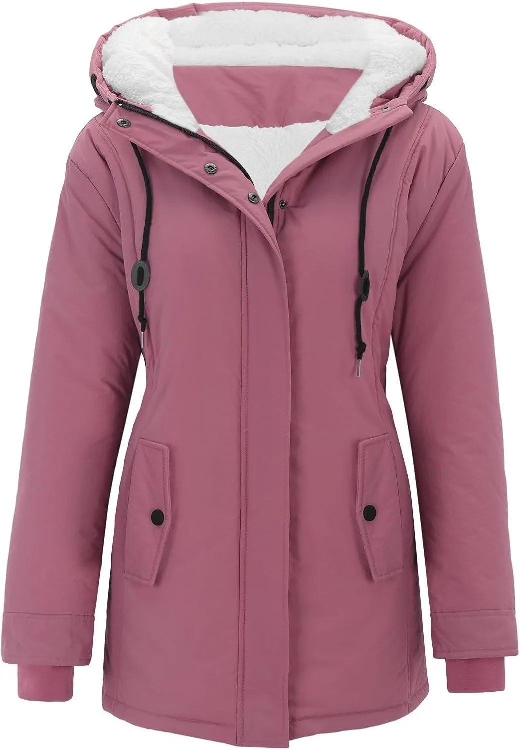 2024 Women Plus Size Winter Overcoat Jacket Thick Outwear Lined Hooded Coat Warm Trench 2024 Women Lightweight