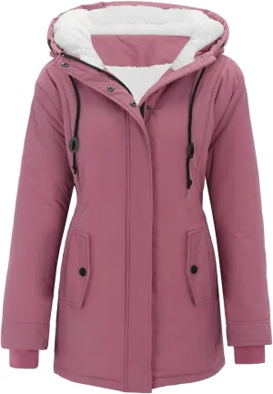 2024 Women Plus Size Winter Overcoat Jacket Thick Outwear Lined Hooded Coat Warm Trench 2024 Women Lightweight