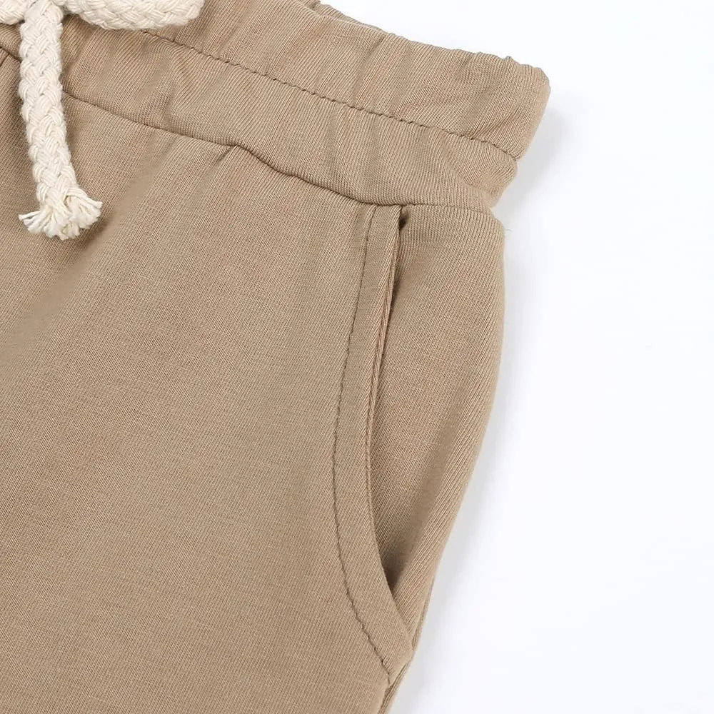3-Pack Little Boys Girls Shorts with Drawstring and Pockets Toddler Kids Summer Solid Cotton Bottoms