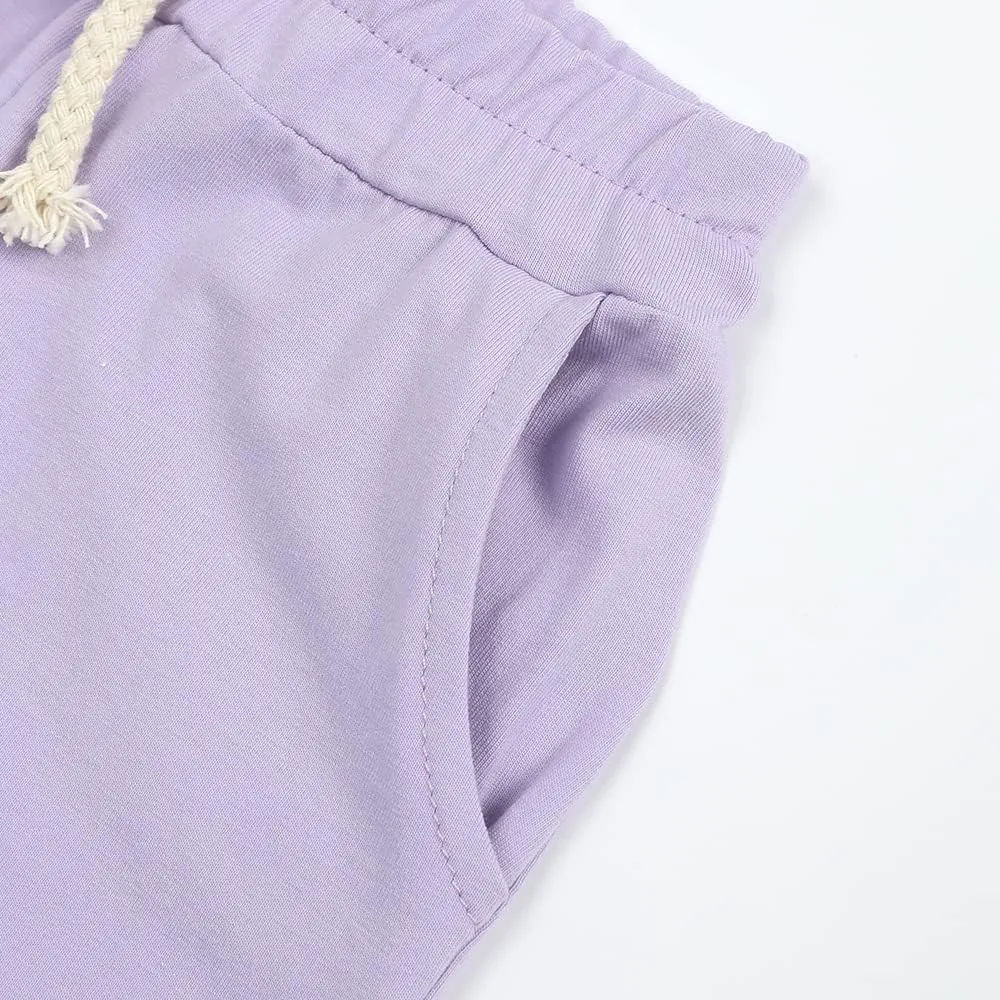 3-Pack Little Boys Girls Shorts with Drawstring and Pockets Toddler Kids Summer Solid Cotton Bottoms
