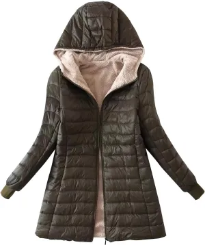 AMDBEL Long Puffer Jacket Women With Hood Plus Size Down Coat Cotton Cover Coat Lightweight Down Coat With Hood Winter Jacket