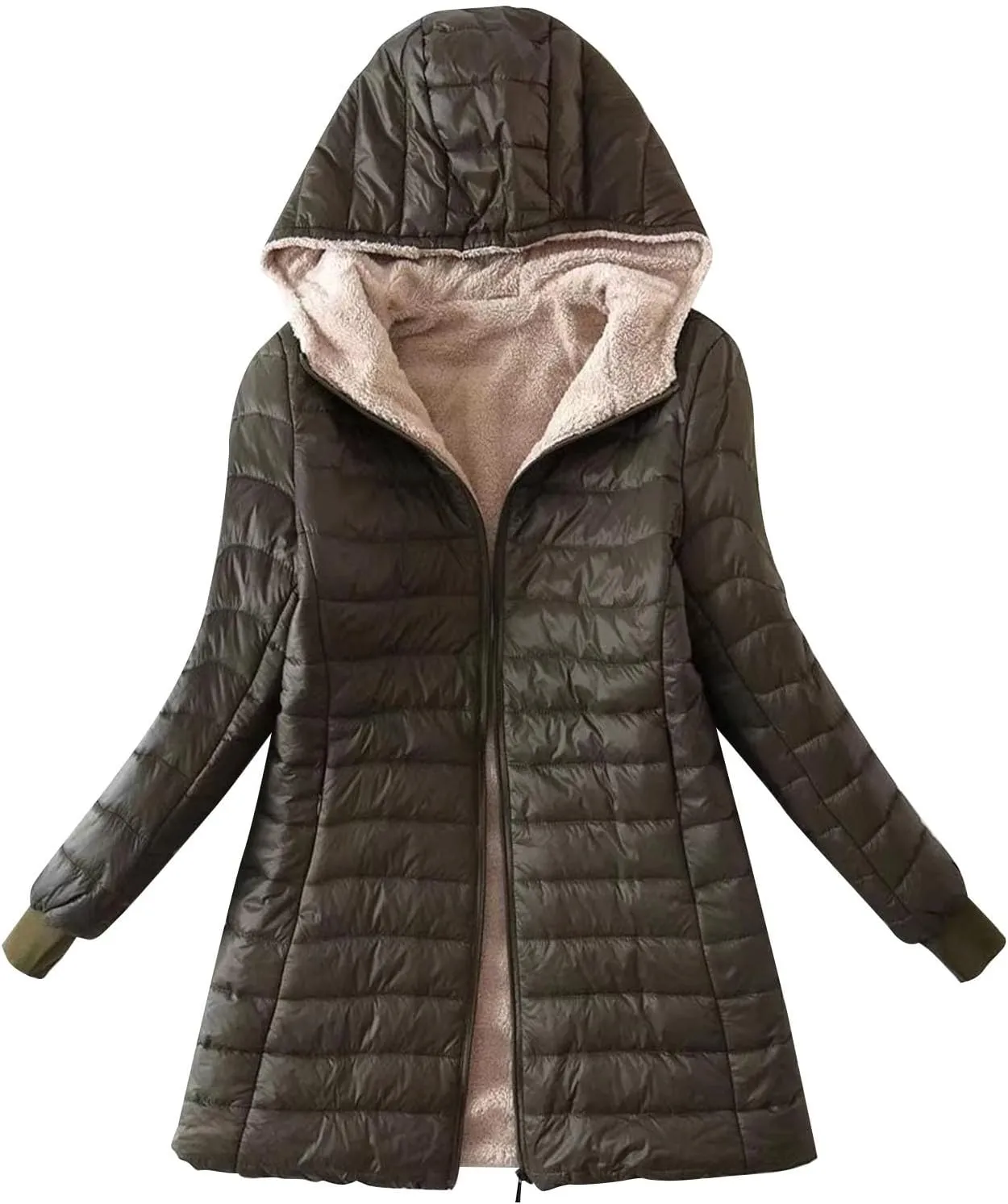 AMDBEL Long Puffer Jacket Women With Hood Plus Size Down Coat Cotton Cover Coat Lightweight Down Coat With Hood Winter Jacket