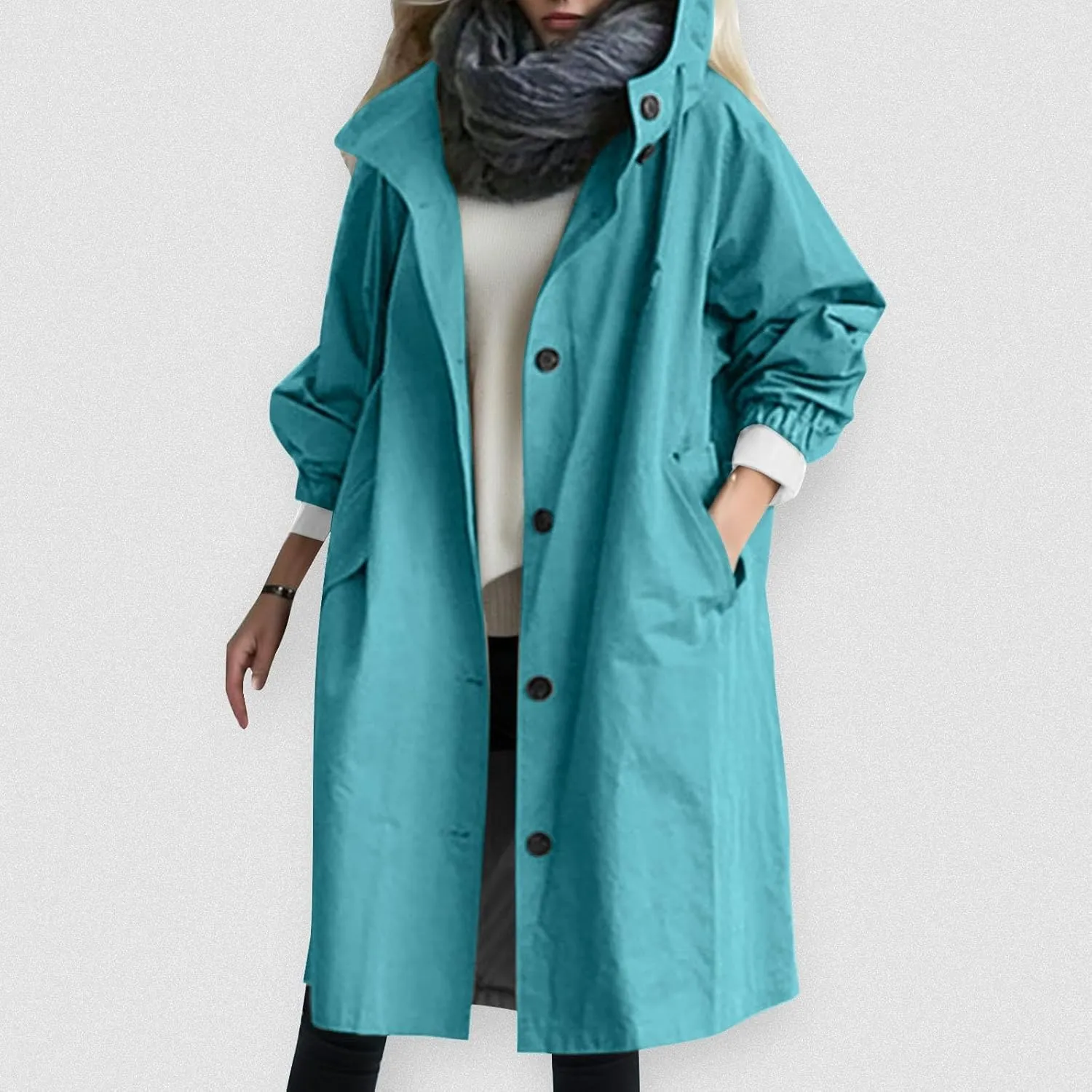 AMDBEL Trench Coat for Women 2023 Women's Casual Long Rain Jacket Fashion Winter Hooded Oversized Windbreaker Coats Outerwear