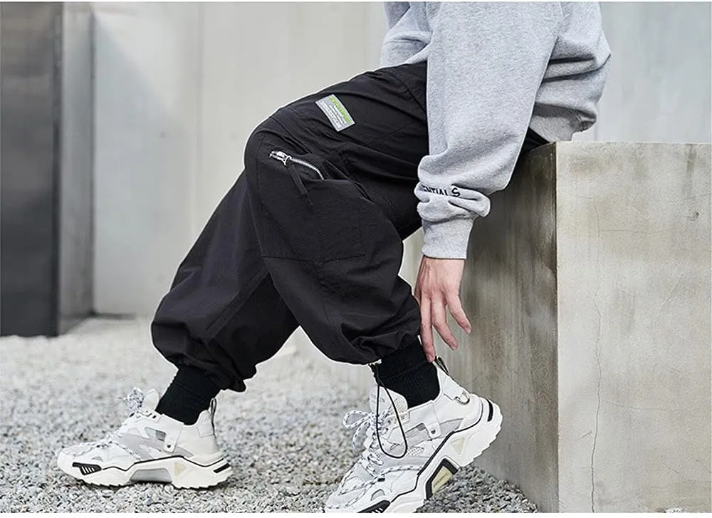 Astellarie Mens Baggy Cargo Joggers Casual Drawstring Loose Fit Hip-hop Sweatpants with Multi-Pocket