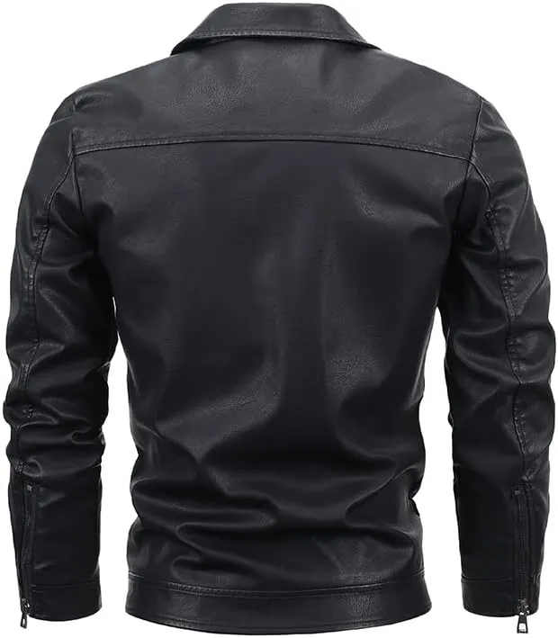 Autumn Winter Leather Jacket Men's Faux Motorcycle Leather Jacket Leather Outerwear Moto Biker Coat Mens Clothing
