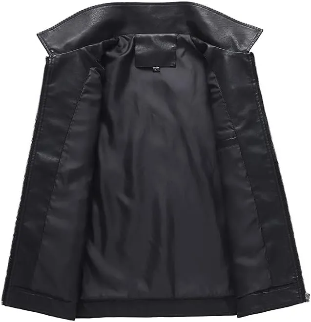 Autumn Winter Leather Jacket Men's Faux Motorcycle Leather Jacket Leather Outerwear Moto Biker Coat Mens Clothing