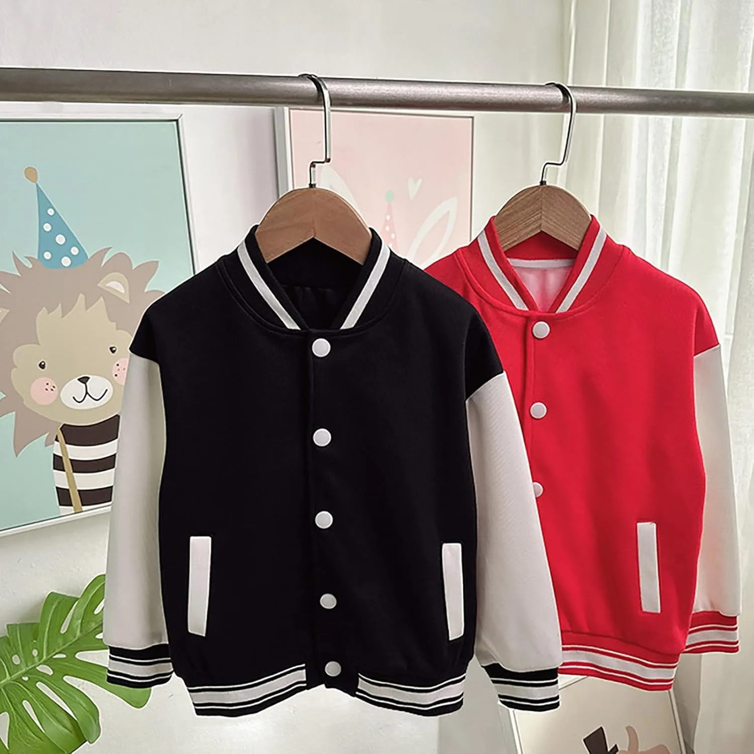 Baby Boy Girl Bomber Jacket Color Block Letter Graphic Long Sleeve Baseball Varsity Jacket Coat Winter Clothes