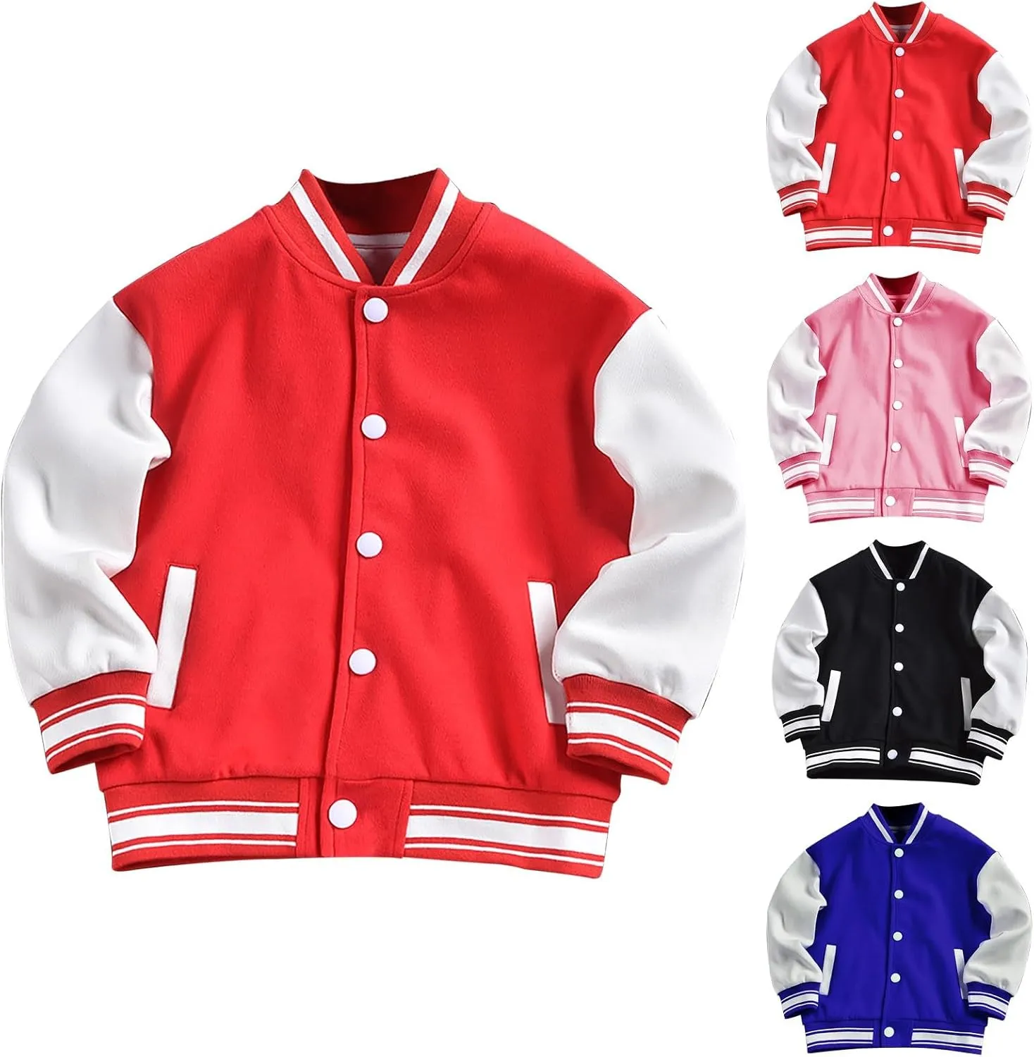 Baby Boy Girl Bomber Jacket Color Block Letter Graphic Long Sleeve Baseball Varsity Jacket Coat Winter Clothes