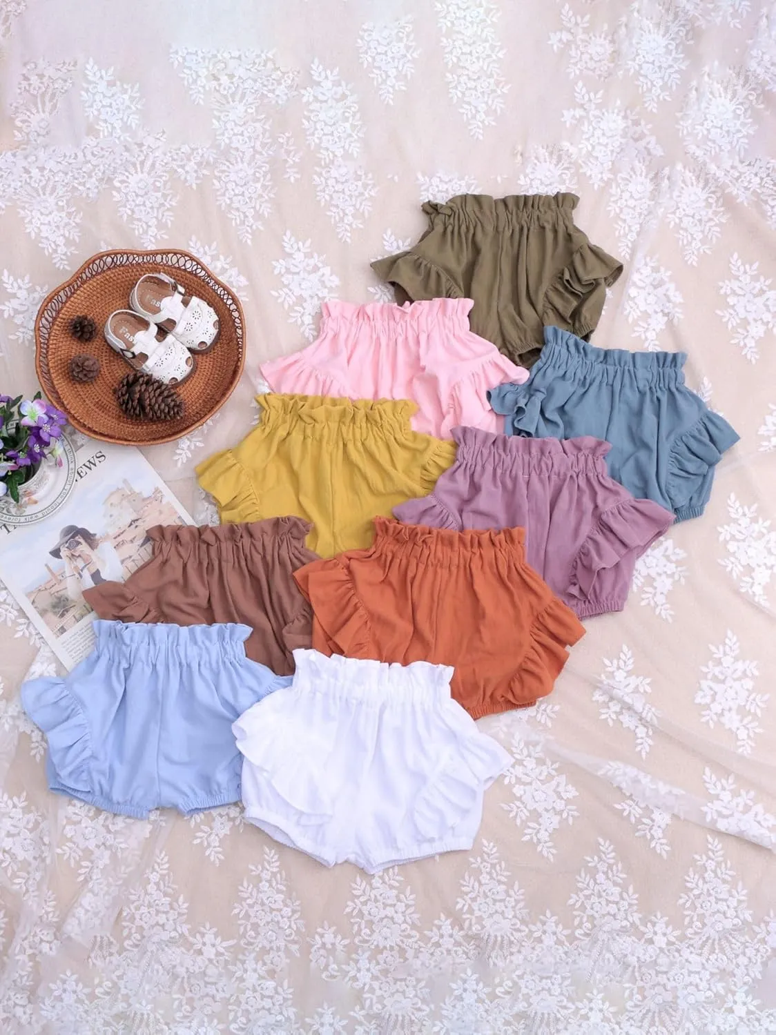 Baby Girls Ruffle Shorts Toddler Diaper Covers Little Girls Bottoms Bloomers Cotton Pants 3 Months-6T