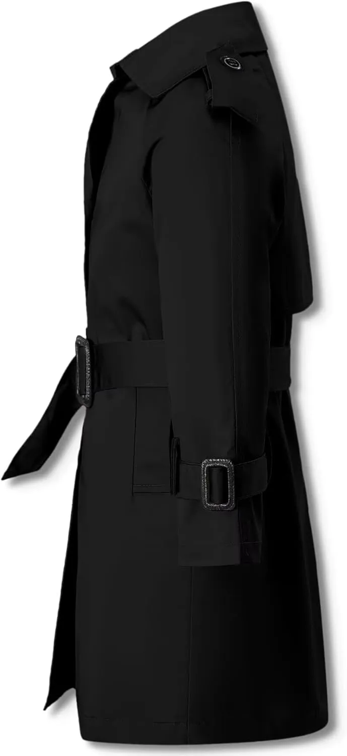 Betusline Boys Waterproof Trench Coat Double Breasted Classic Belted Outwear Jacket Dress Coats