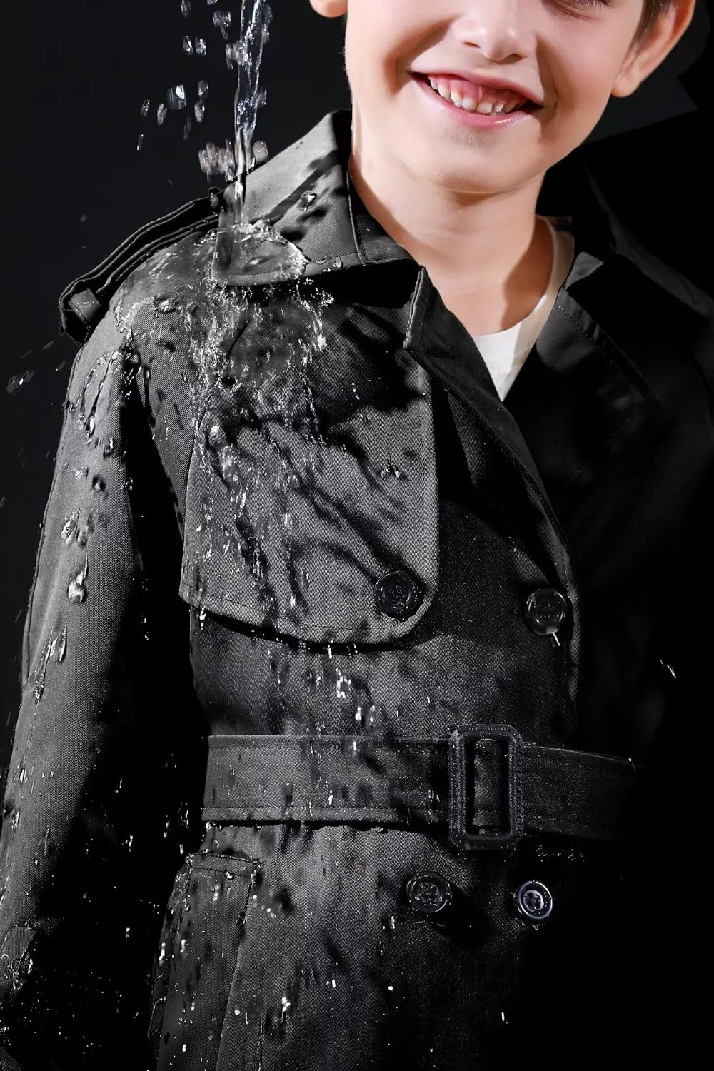 Betusline Boys Waterproof Trench Coat Double Breasted Classic Belted Outwear Jacket Dress Coats