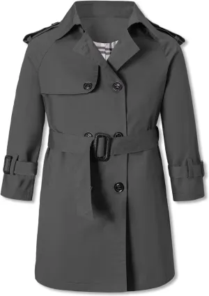 Betusline Boys Waterproof Trench Coat Double Breasted Classic Belted Outwear Jacket Dress Coats