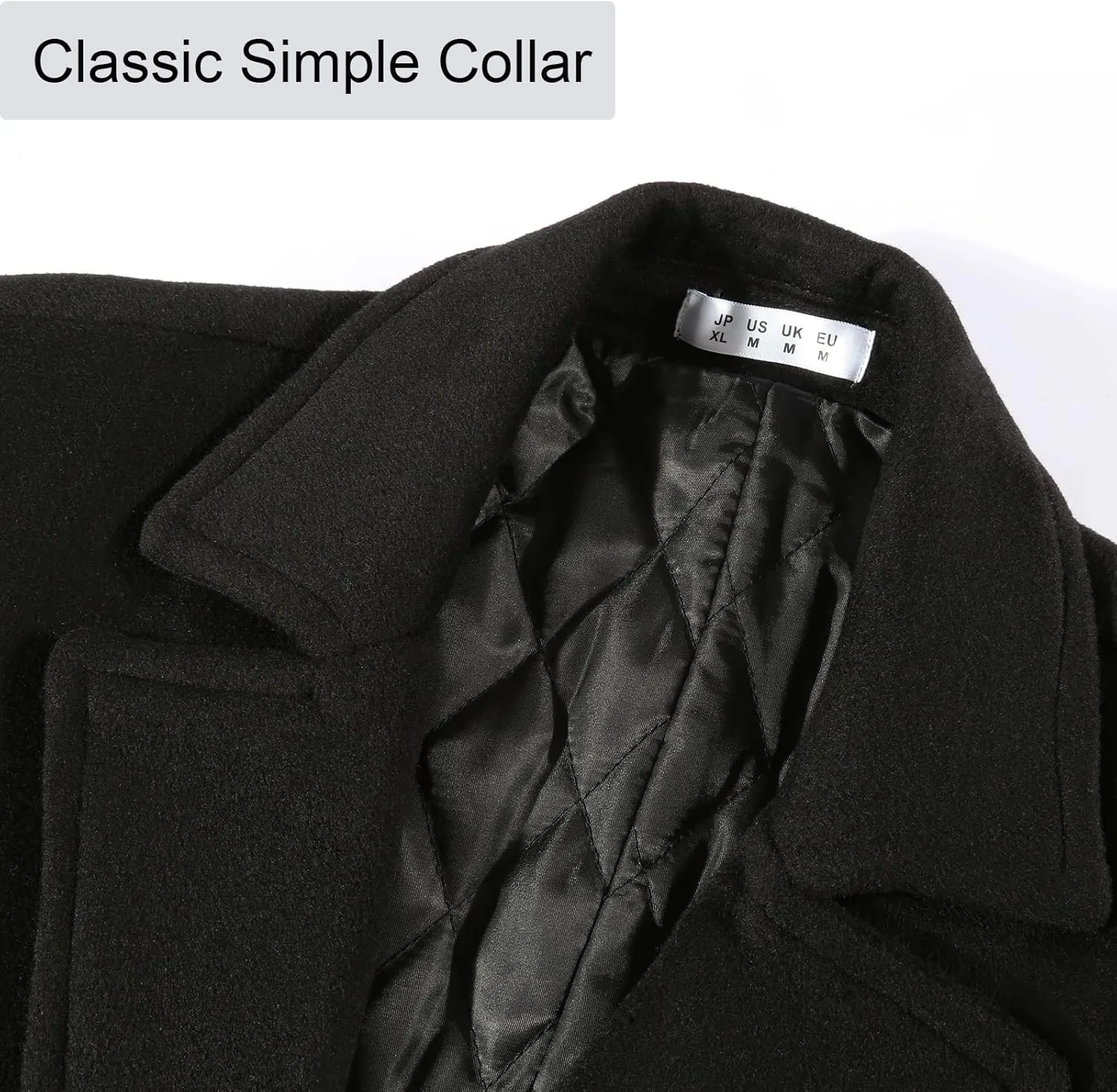 BOJIN Mens Trench Coat Wool Blend Top Pea Coat Winter Long Single Breasted Classic Stylish Business Overcoat