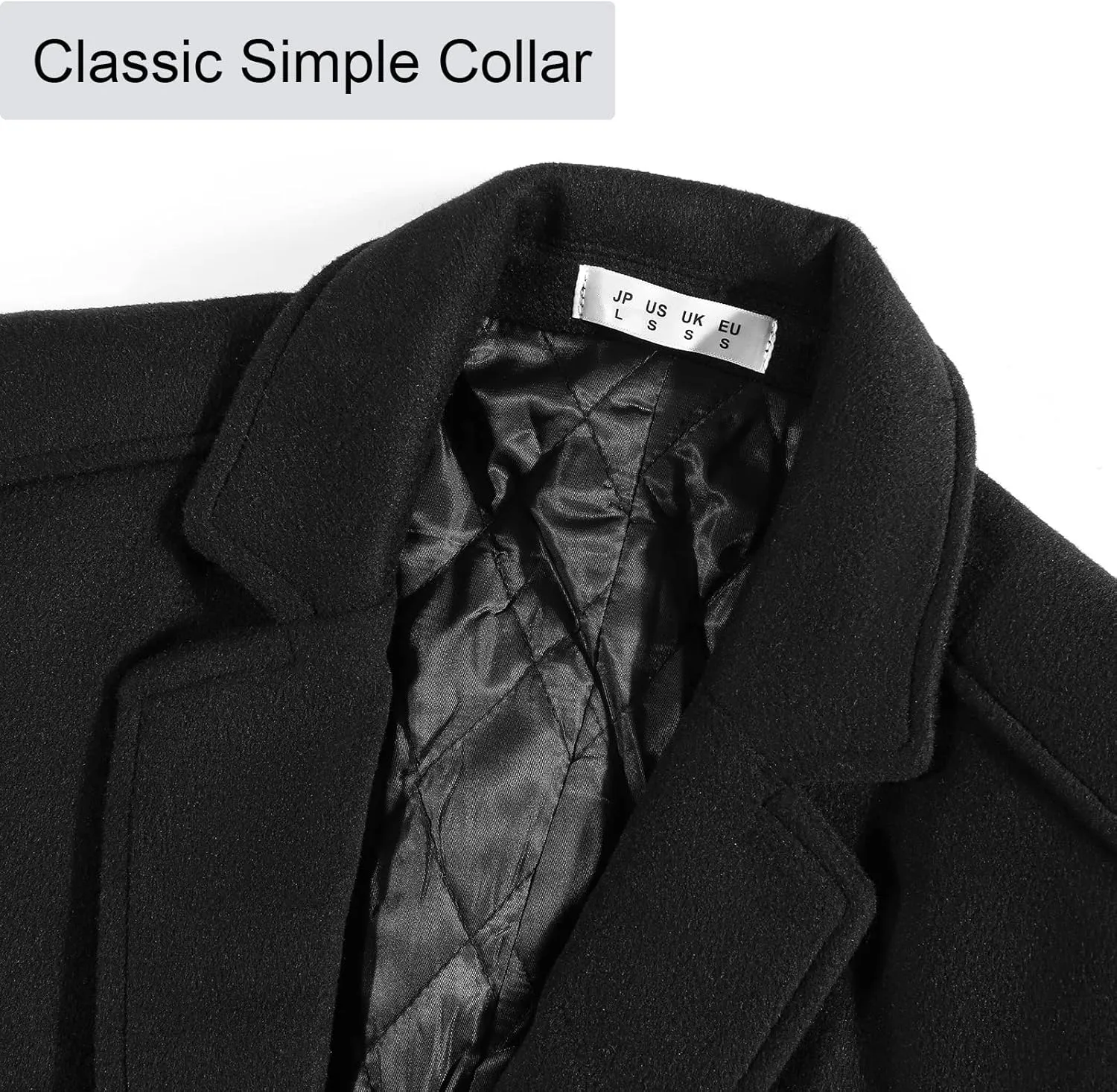 BOJIN Mens Trench Coat Wool Blend Top Pea Coat Winter Long Single Breasted Classic Stylish Business Overcoat