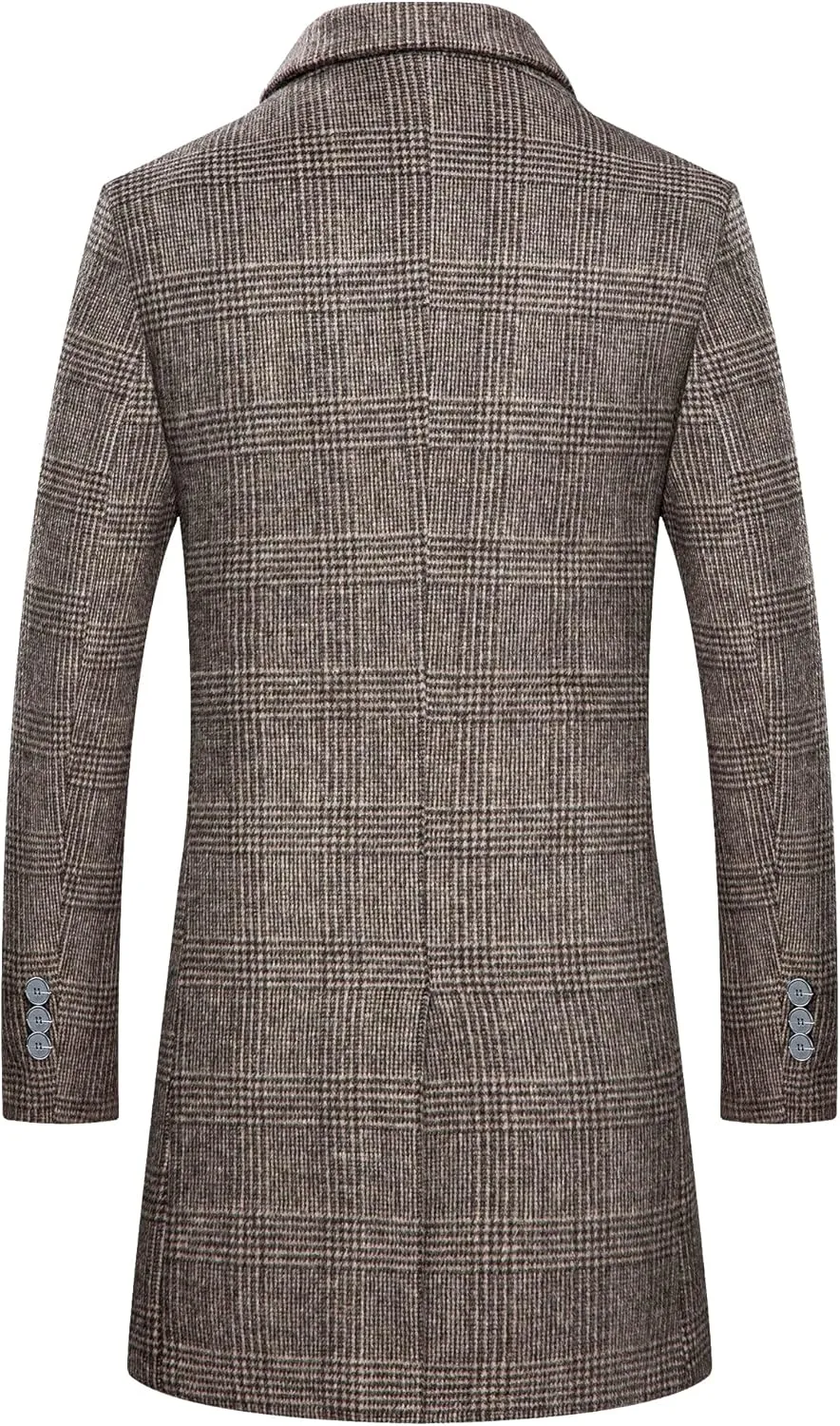 BOJIN Mens Trench Coat Wool Blend Top Pea Coat Winter Long Single Breasted Classic Stylish Business Overcoat