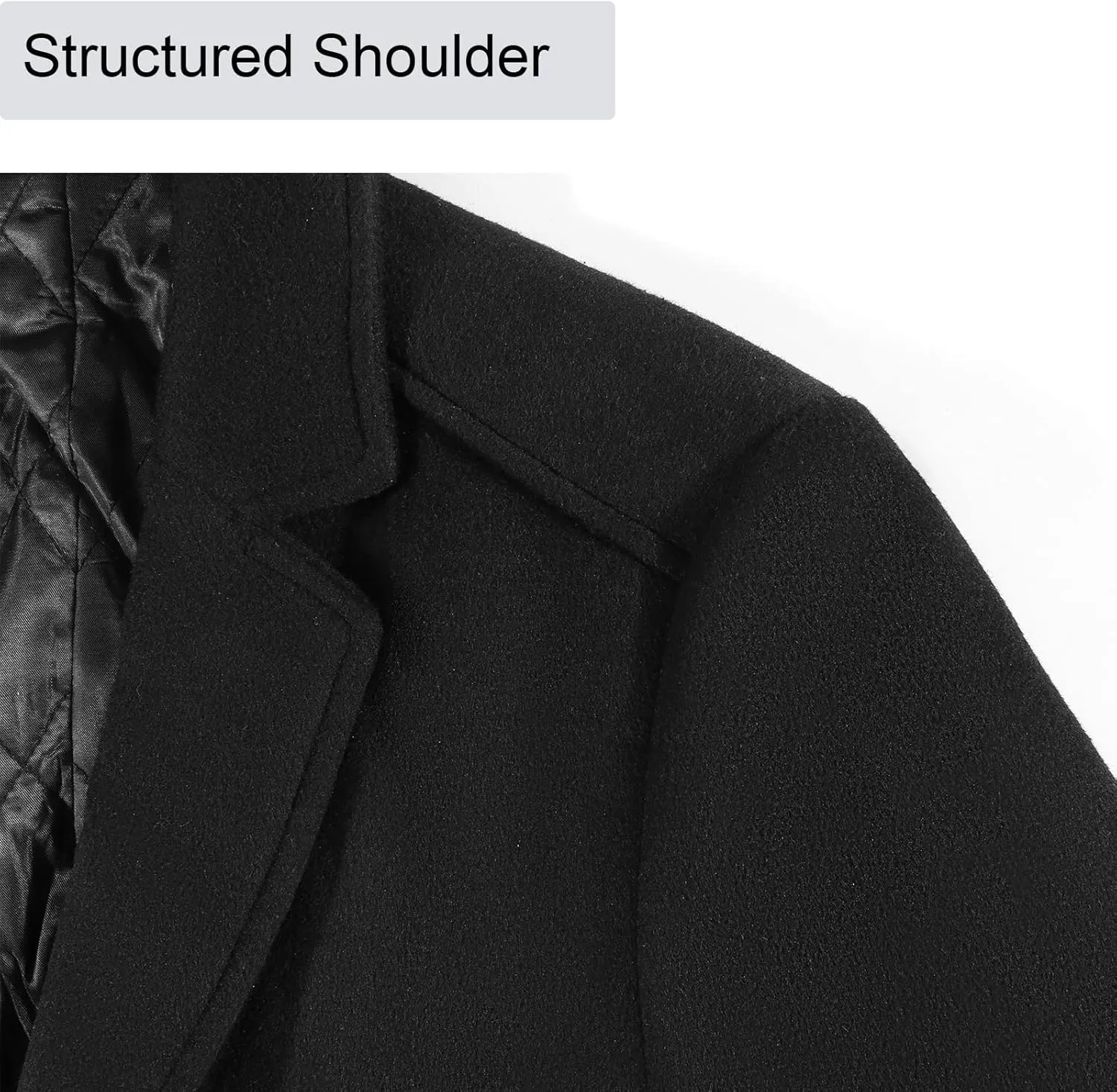 BOJIN Mens Trench Coat Wool Blend Top Pea Coat Winter Long Single Breasted Classic Stylish Business Overcoat