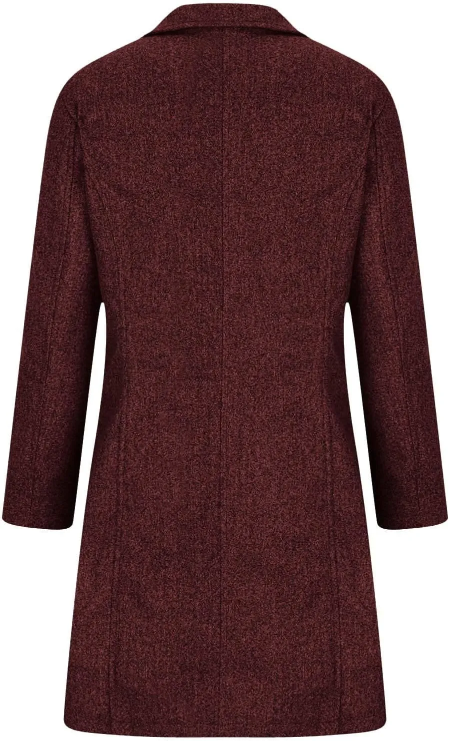 Borniu Women's Casual Thicken Wool Blend Stand Collar Single Breasted Pea Coat Winter Dress Coat with Pockets