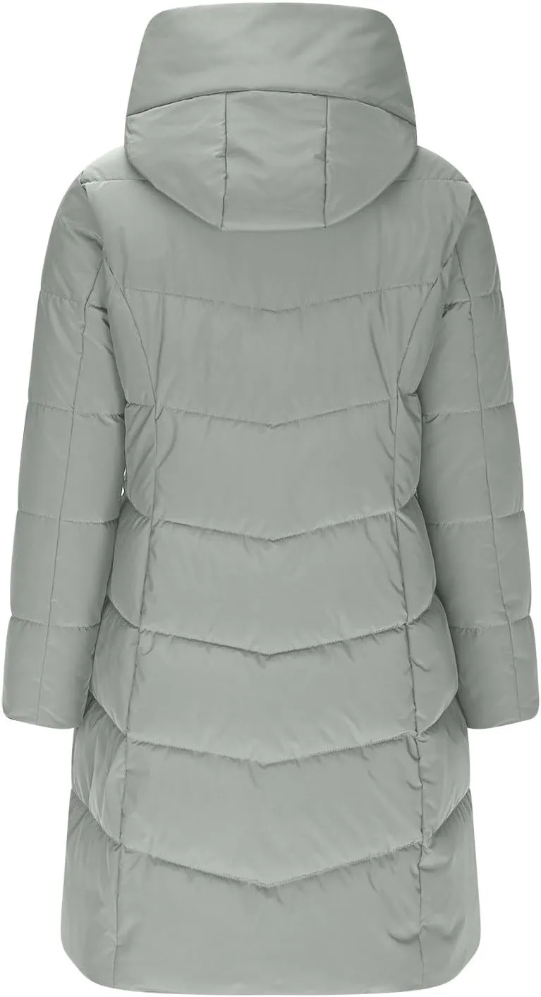 Borniu Women's Long Winter Down Coat Thicken Fleece Lined Parka Warm Puffer Jacket Casual Quilted Hooded Jackets