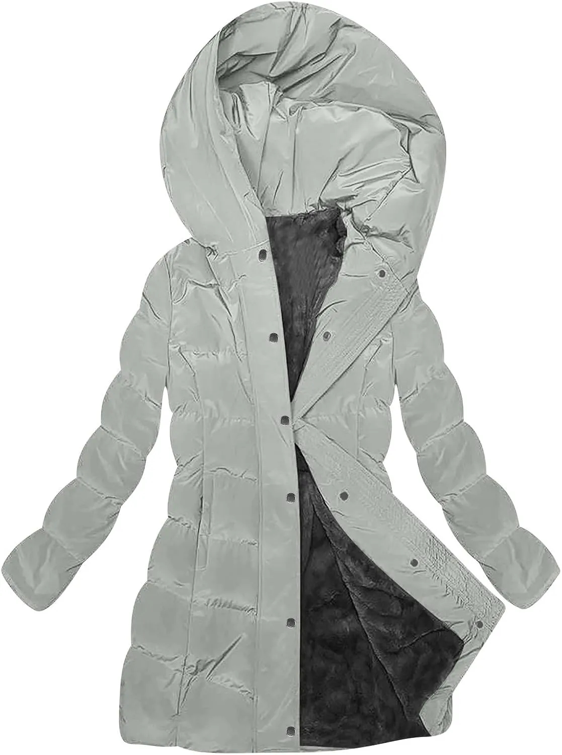Borniu Women's Long Winter Down Coat Thicken Fleece Lined Parka Warm Puffer Jacket Casual Quilted Hooded Jackets