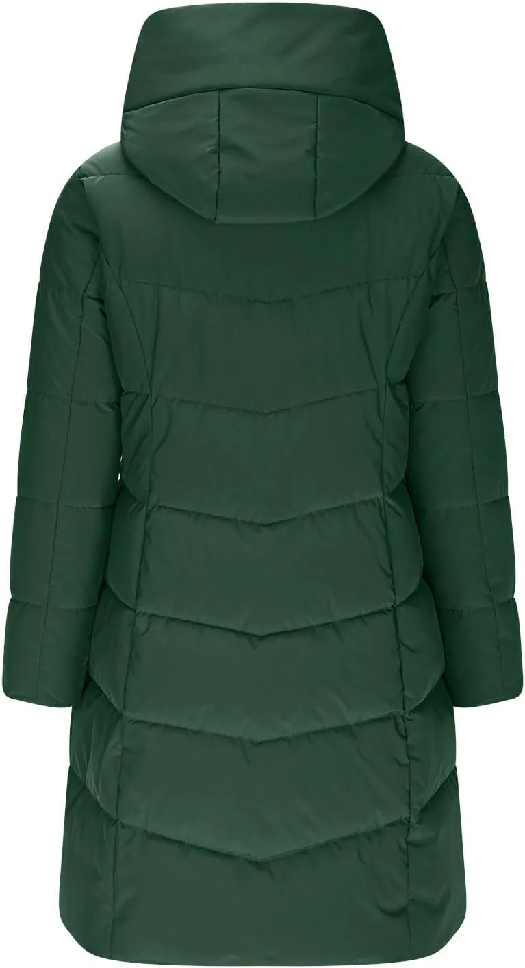 Borniu Women's Long Winter Down Coat Thicken Fleece Lined Parka Warm Puffer Jacket Casual Quilted Hooded Jackets