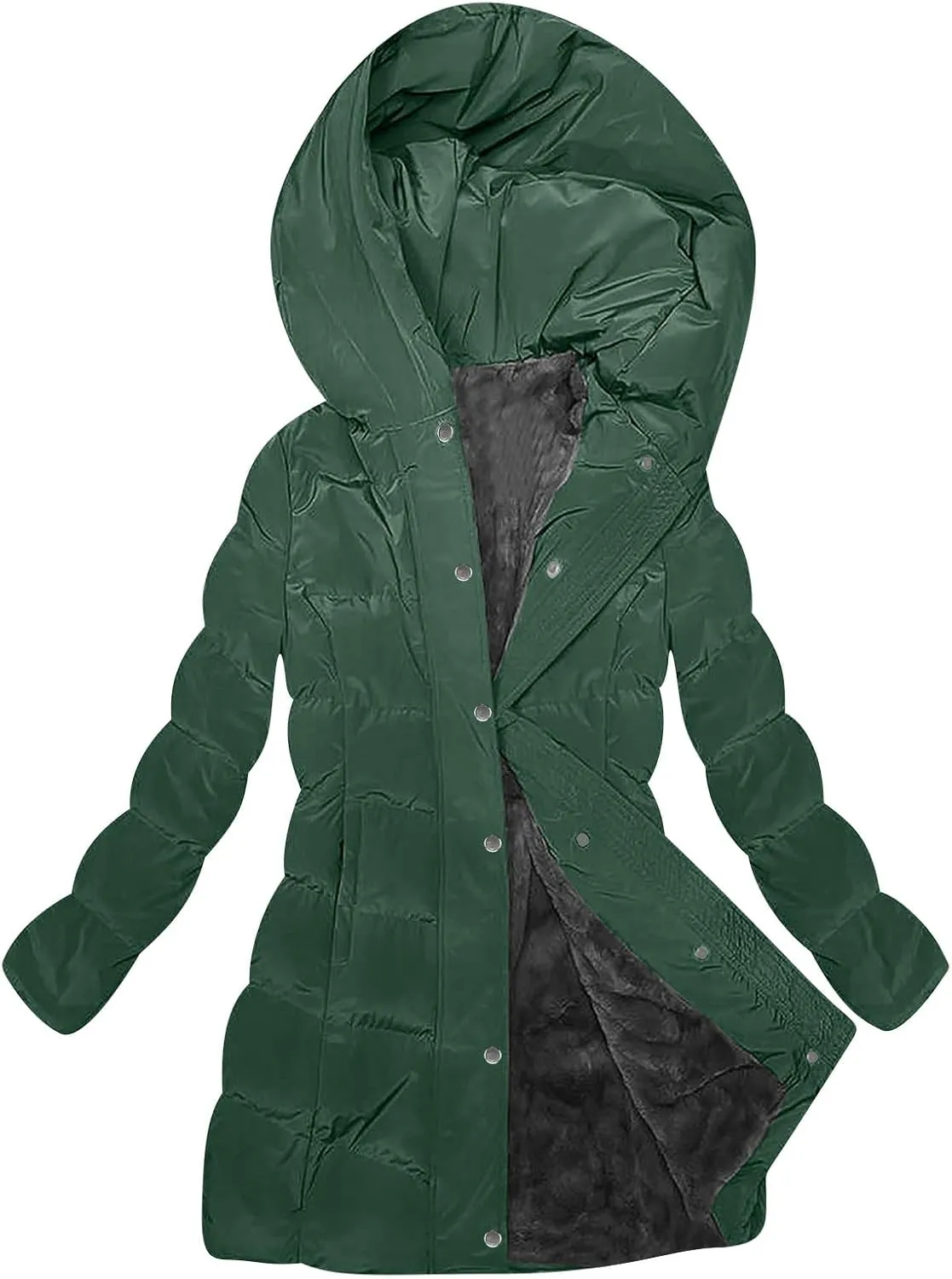 Borniu Women's Long Winter Down Coat Thicken Fleece Lined Parka Warm Puffer Jacket Casual Quilted Hooded Jackets