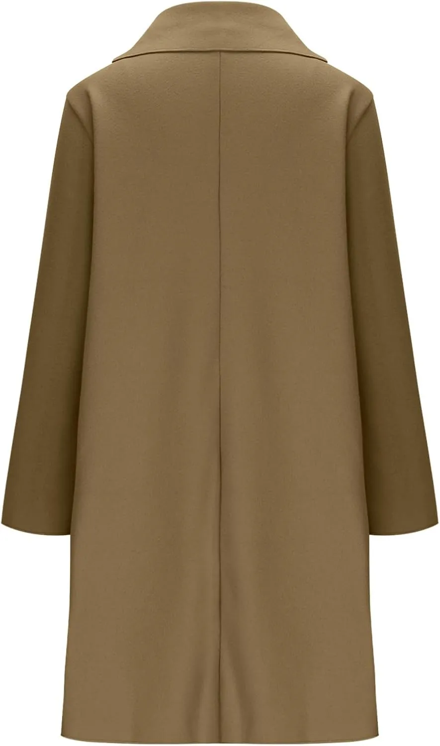 Borniu Womens Long Wool Blend Pea Coat Single Breasted Trench Coat Notch Lapel Open Front Cardigan Jacket Fall Winter Clothes