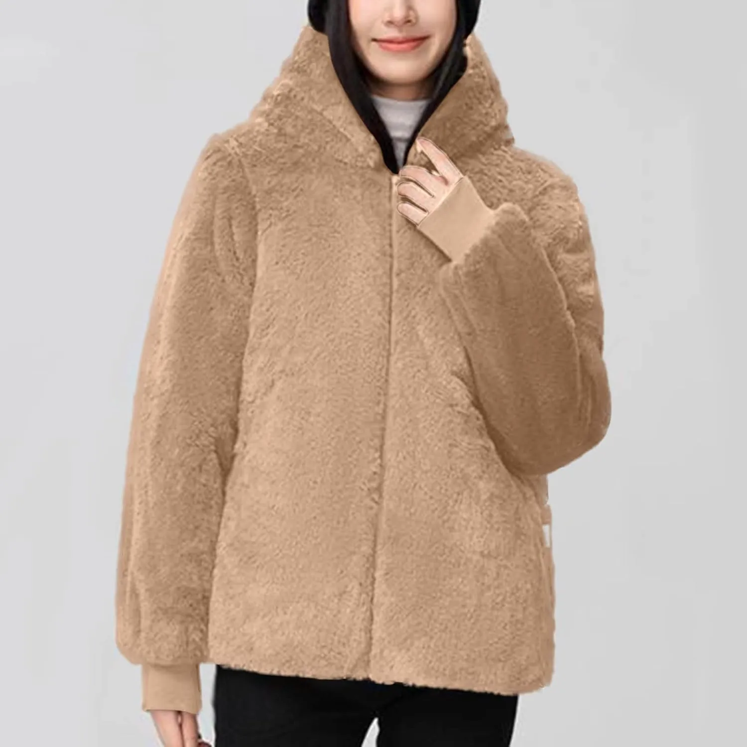 Borniu Women's Warm Thickened Parka Coat Winter Puffer Jacket with Removable Hood Drawstring Fleece Lined Down Jacket