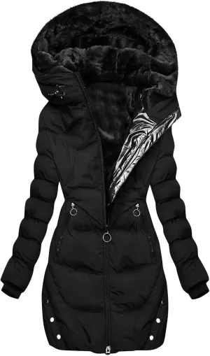 Borniu Women's Warm Winter Puffer Coat Thicken Fleece Lined Down Jacket Quilted Puffer Jacket Hooded Outerwear