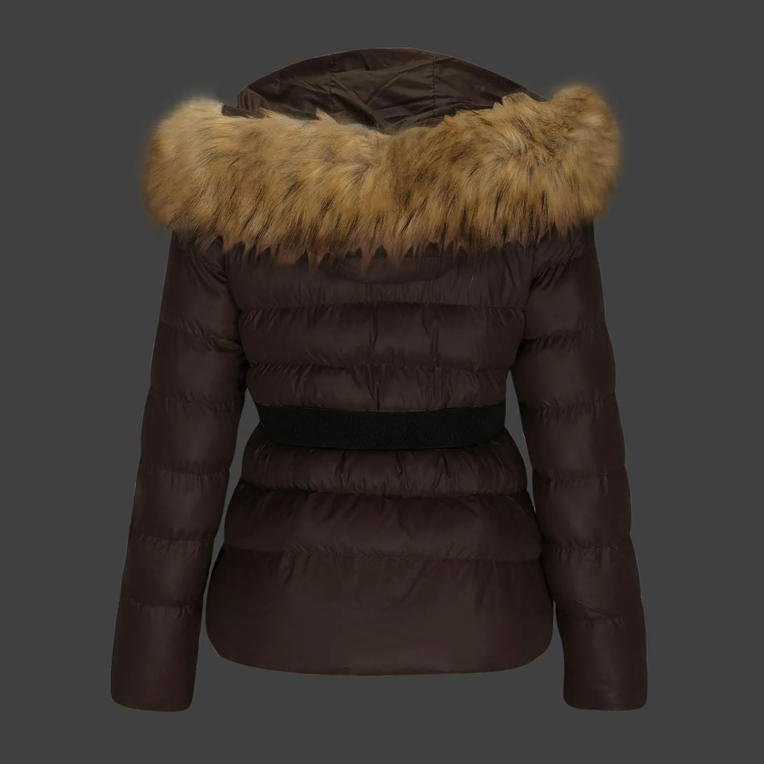 Borniu Women's Winter Coat Thickened Down Jacket Warm Puffer Jacket Long Sleeve Full Zip Quilted Jackets With Faux Fur Hood