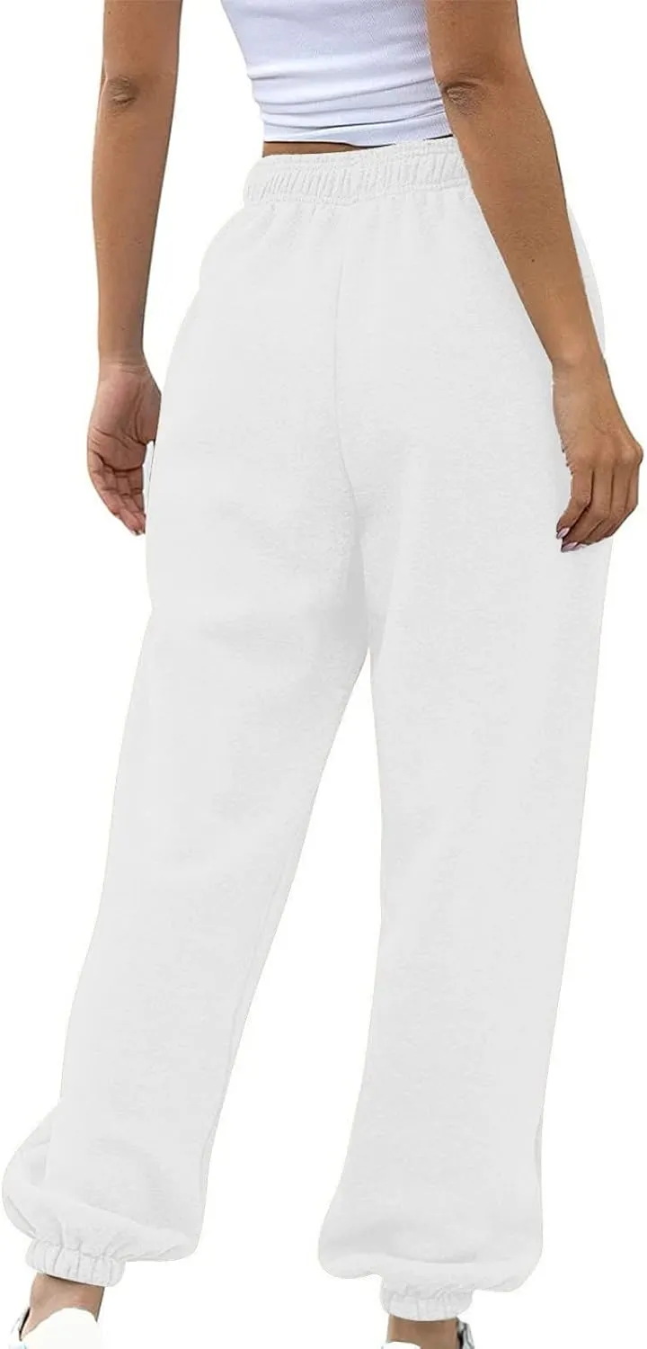 Bunched Feet Joggers for Women Casual Solid High Waisted Sweatpants Active Joggers Pants Baggy Lounge Bottoms