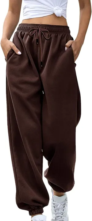 Bunched Feet Joggers for Women Casual Solid High Waisted Sweatpants Active Joggers Pants Baggy Lounge Bottoms