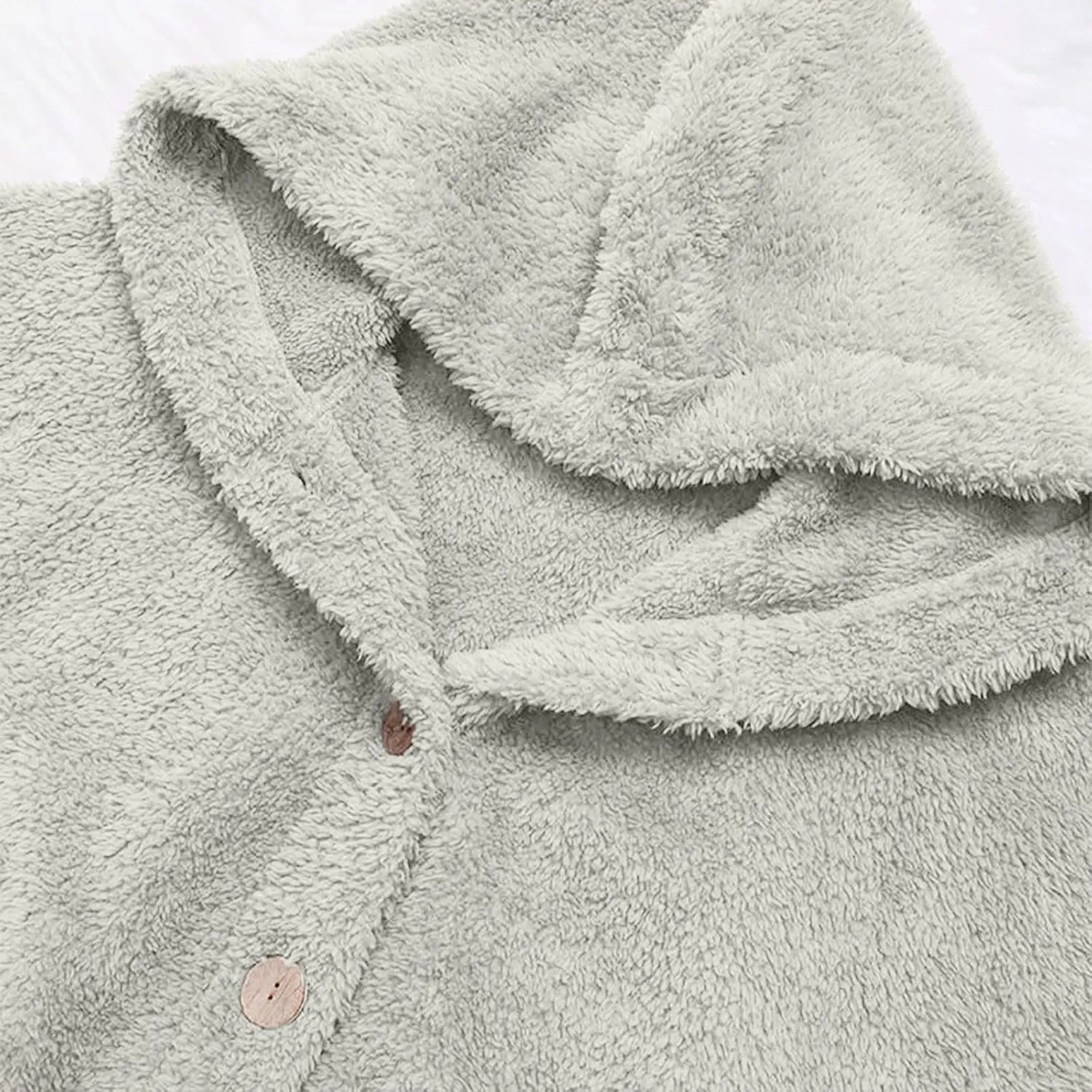 Button Down Cloak Jackets for Women Long Sleeve Fall Hoodies Fuzzy Flannel Jacket Coats Side Slit High Low Outerwears