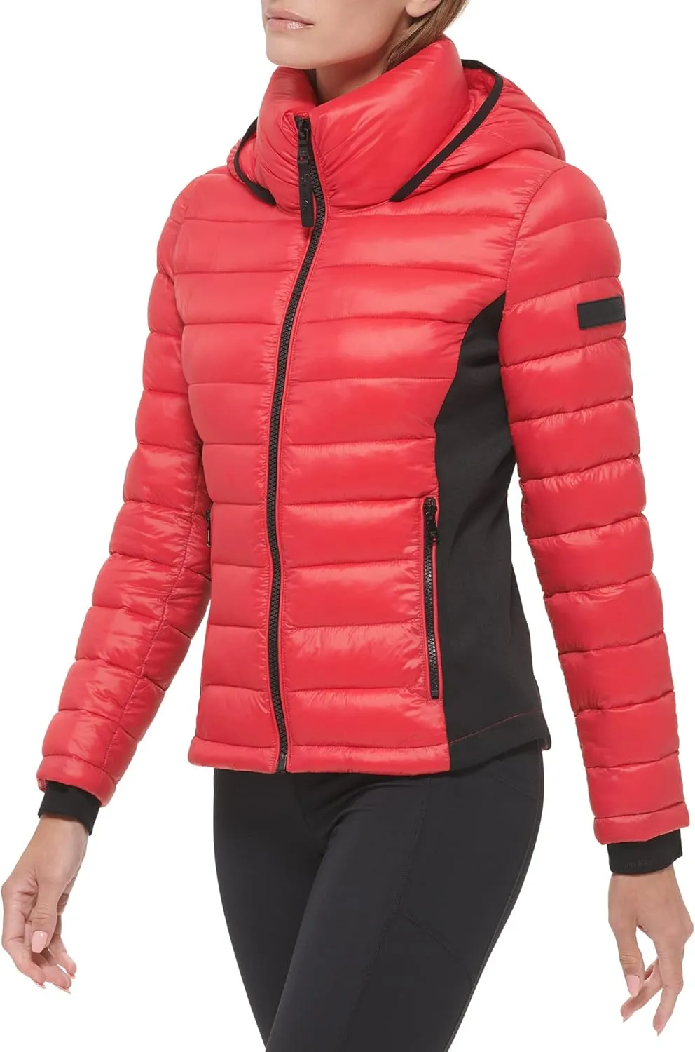 Calvin Klein Women's Water Resistant Casual Lightweight Scuba Side Panels Jacket