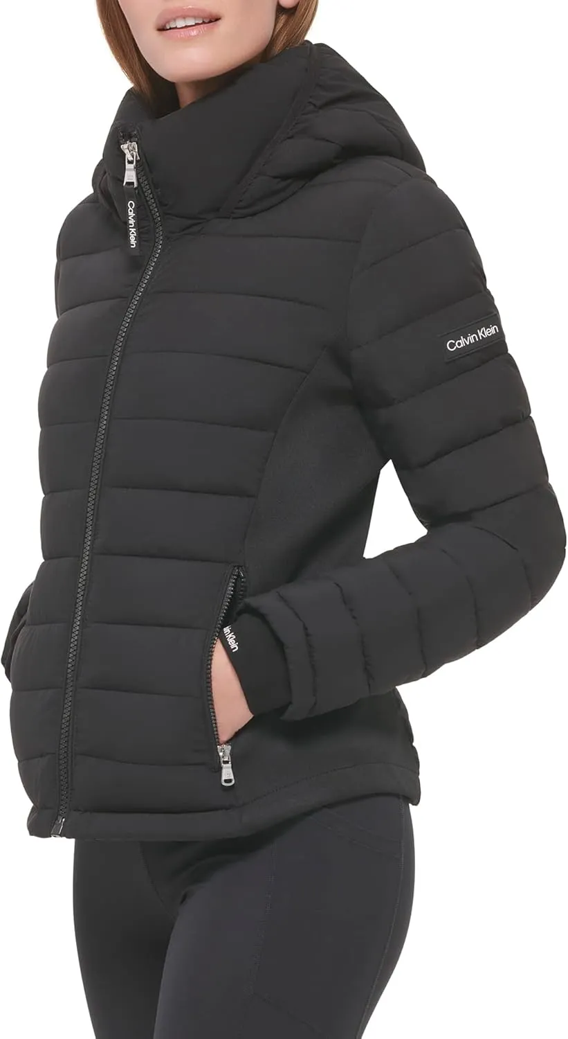 Calvin Klein Women's Water Resistant Casual Lightweight Scuba Side Panels Jacket