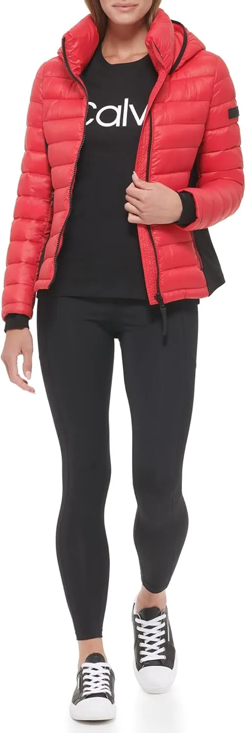 Calvin Klein Women's Water Resistant Casual Lightweight Scuba Side Panels Jacket