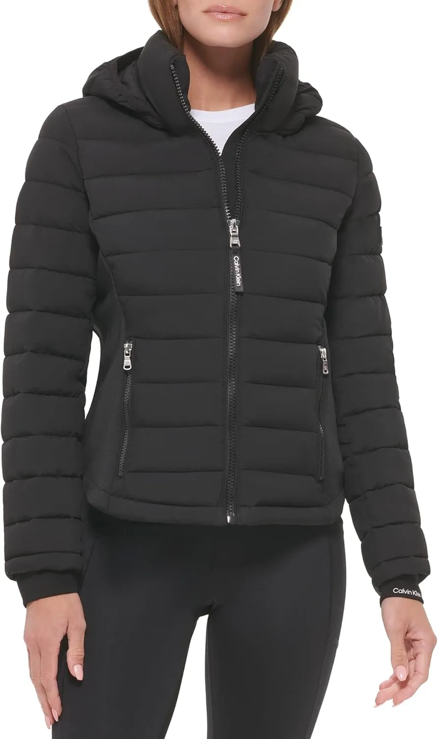 Calvin Klein Women's Water Resistant Casual Lightweight Scuba Side Panels Jacket