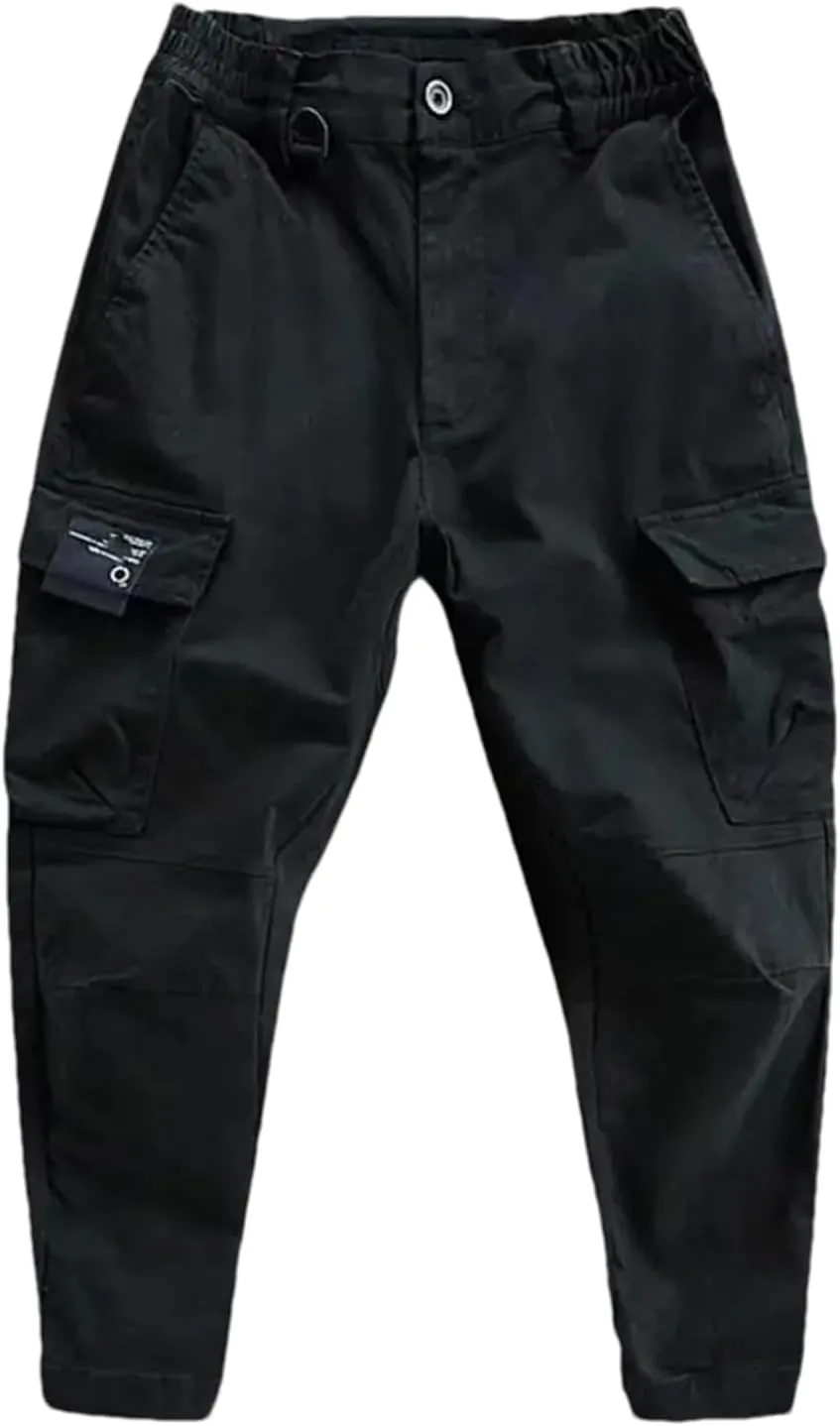 Cargo Pants Solid Color Multi Pockets Men Sports Jogging