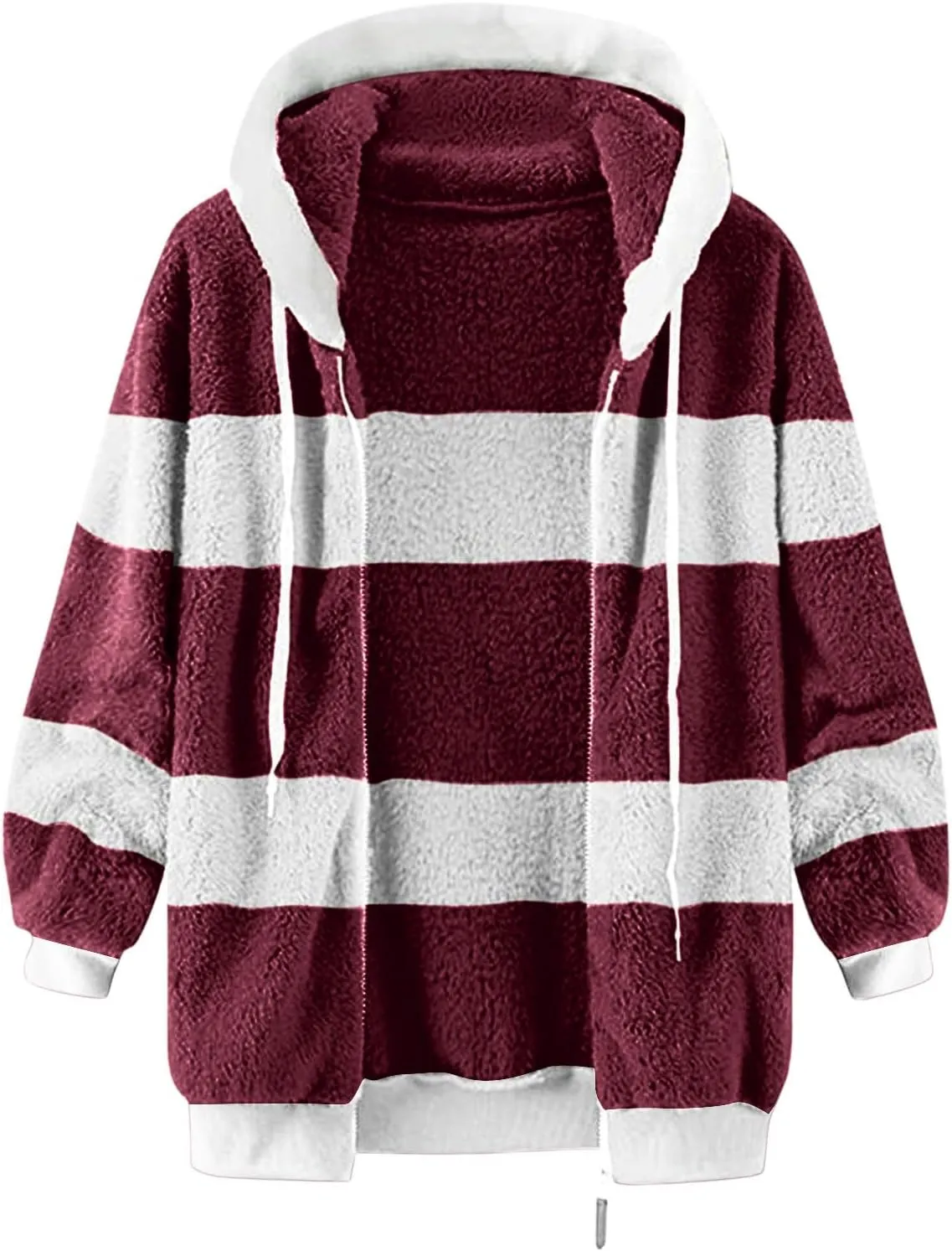 Ceboyel Teddy Coat For Women Hooded Fuzzy Sherpa Jacket Fleece Drawstring Zip Up Hoodie 2023 Trendy Winter Outerwear Clothes