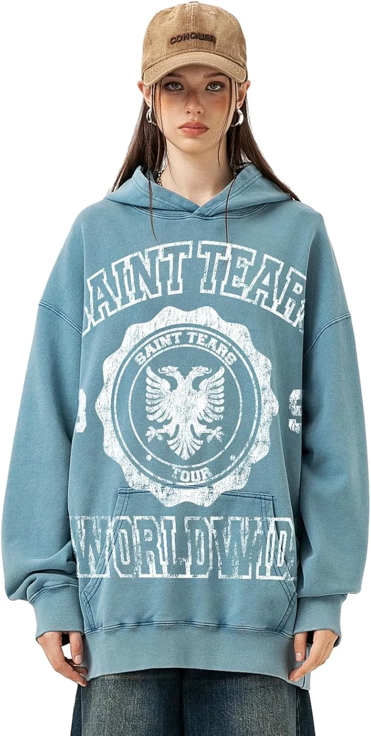 Chainsaw Man Saint Tears Hooded Pullover Graphic Hoodie Vintage Printed Sweatshirt Casual Oversized Long Sleeve Streetwear