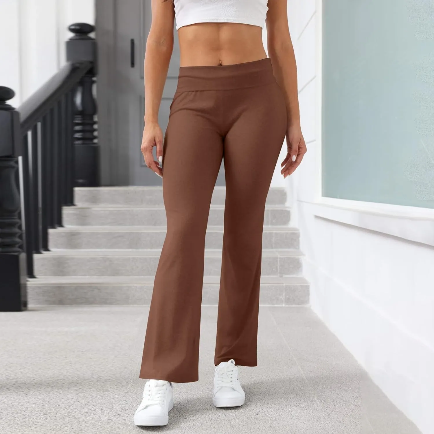 ChicCrate Flare Wide Leg Sweatpants Women Baggy Drawstring Athletic Pants High Waisted Joggers Pants Bell Bottoms