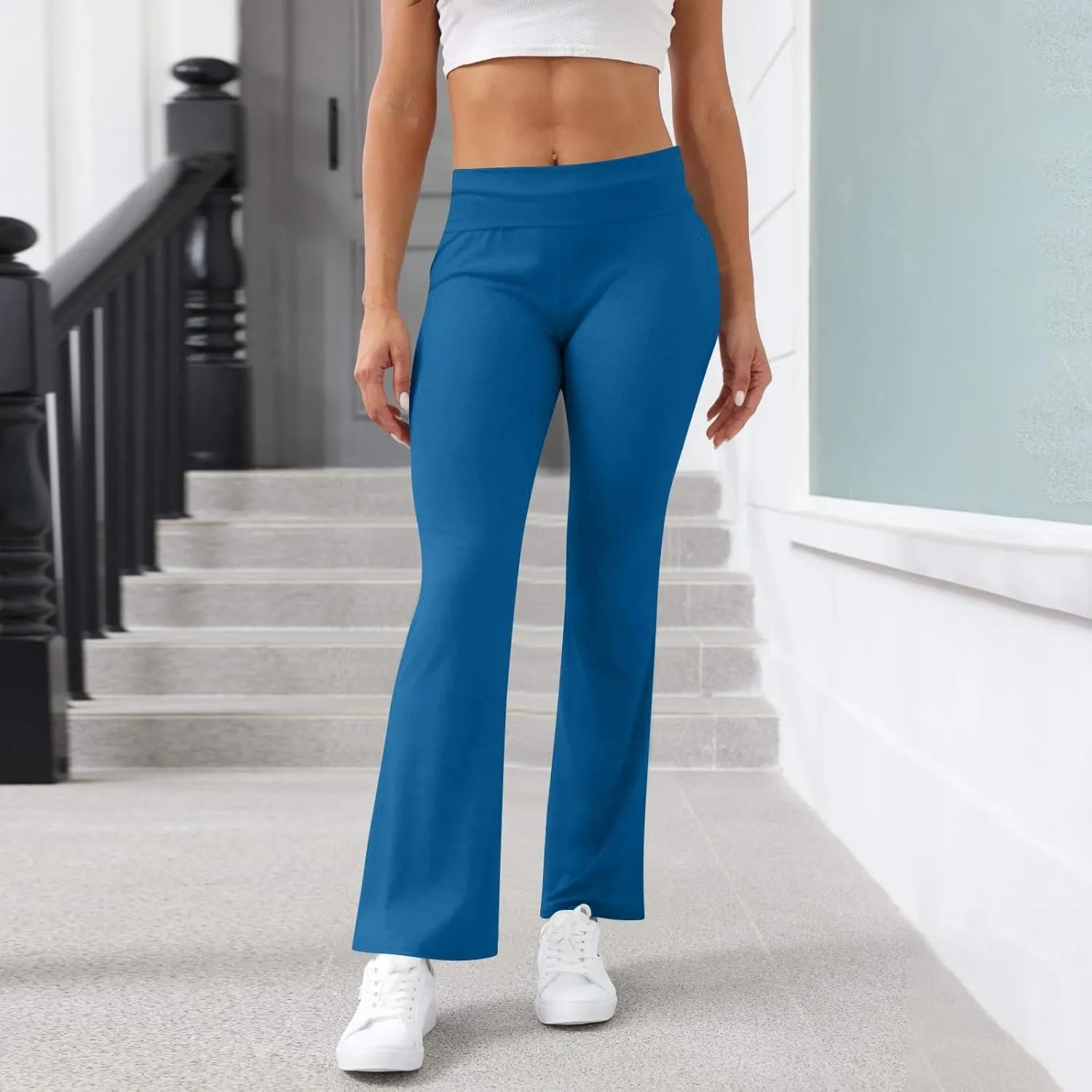 ChicCrate Flare Wide Leg Sweatpants Women Baggy Drawstring Athletic Pants High Waisted Joggers Pants Bell Bottoms