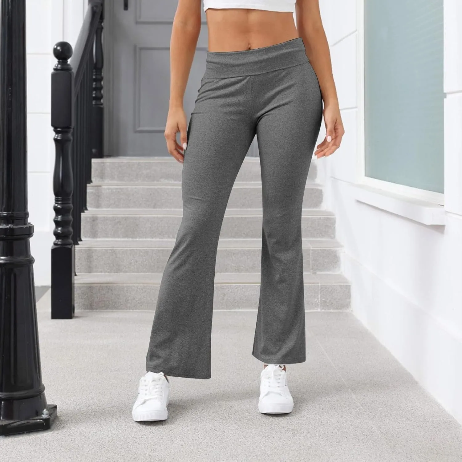 ChicCrate Flare Wide Leg Sweatpants Women Baggy Drawstring Athletic Pants High Waisted Joggers Pants Bell Bottoms