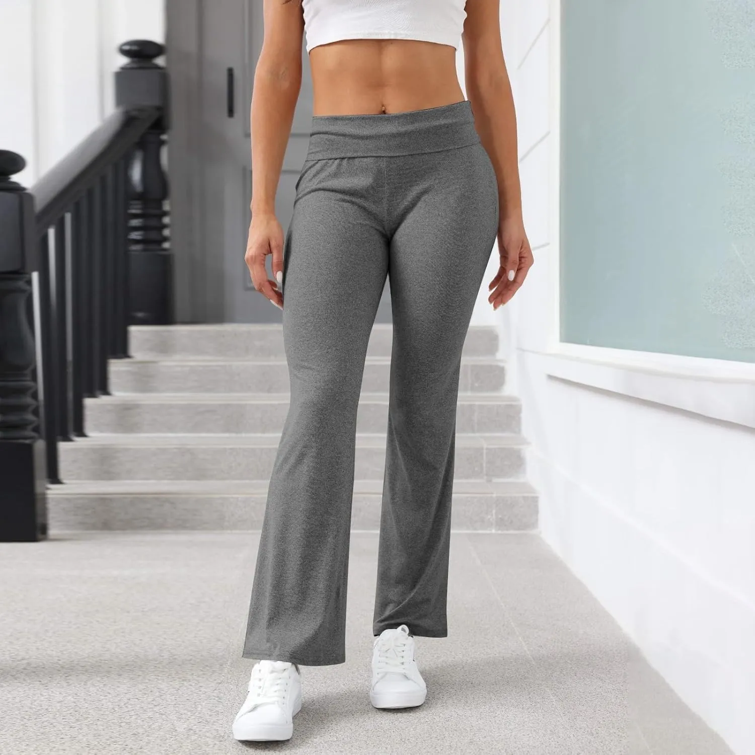 ChicCrate Flare Wide Leg Sweatpants Women Baggy Drawstring Athletic Pants High Waisted Joggers Pants Bell Bottoms