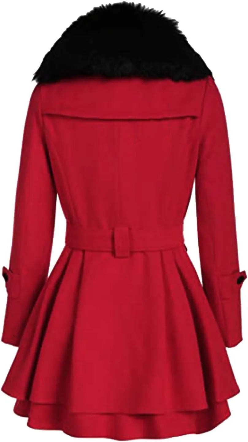 cooki Fall Jackets for Women 2023 Women Wool Trench Coat Winter Double-Breasted Jacket with Belts Casual Winter Classic Coat