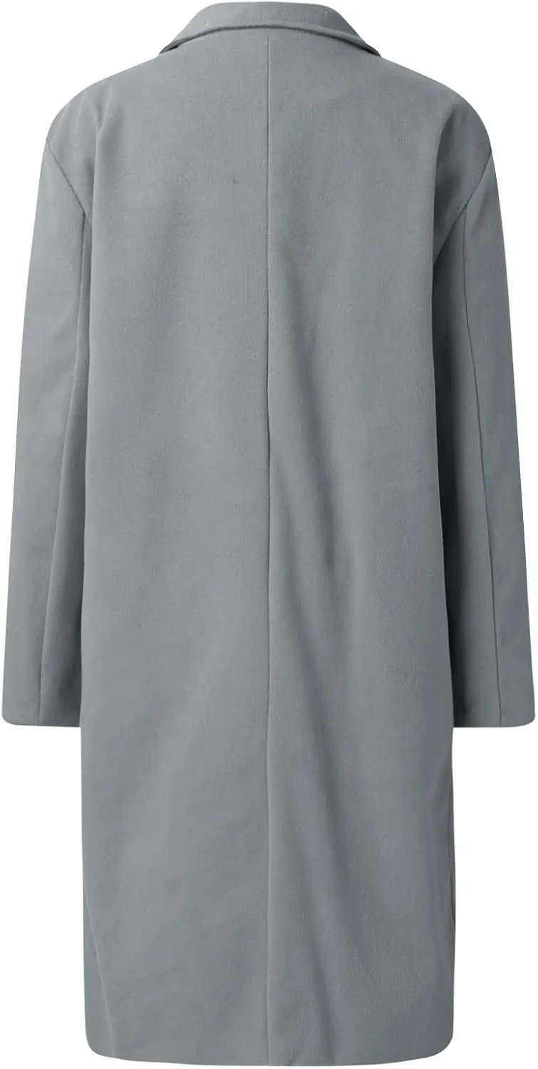 cooki Winter Coats for Women 2024 Trendy Long Trench Coat Lapel Wool Blend Pea Coats Warm Sherpa Jacket with Pockets