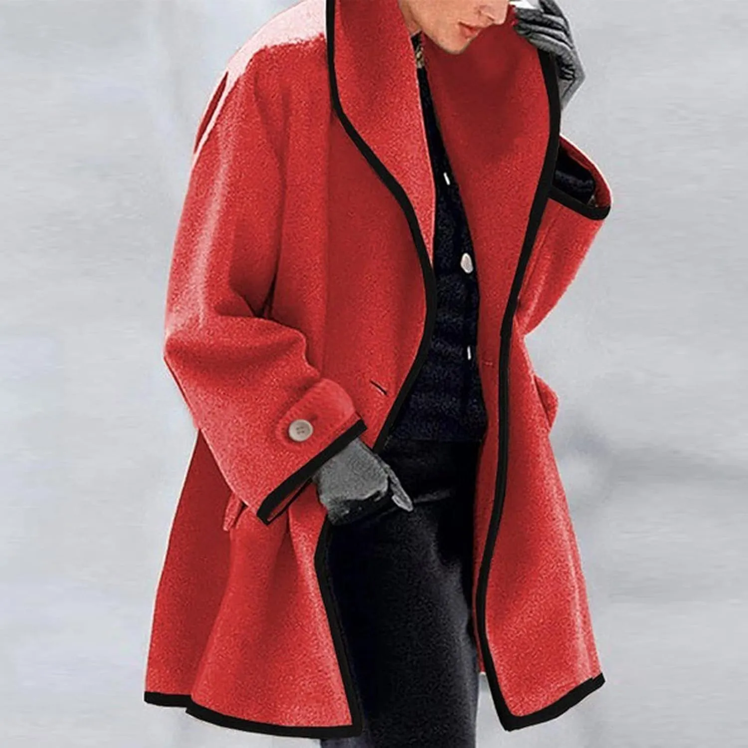 cooki Womens Coats Winter Windbreak Long Slim Wool Blend Trench Coats Warm Pea Coat With Belt Long Jackets Breasted Coats