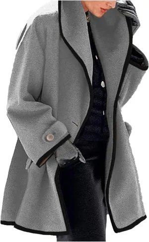cooki Womens Coats Winter Windbreak Long Slim Wool Blend Trench Coats Warm Pea Coat With Belt Long Jackets Breasted Coats