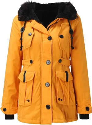 cooki Women's Winter Coat Hooded Parka Coat Warm Fleece Lined Winter Coats With Pockets Thicken Quilted Puffer Down Jacket