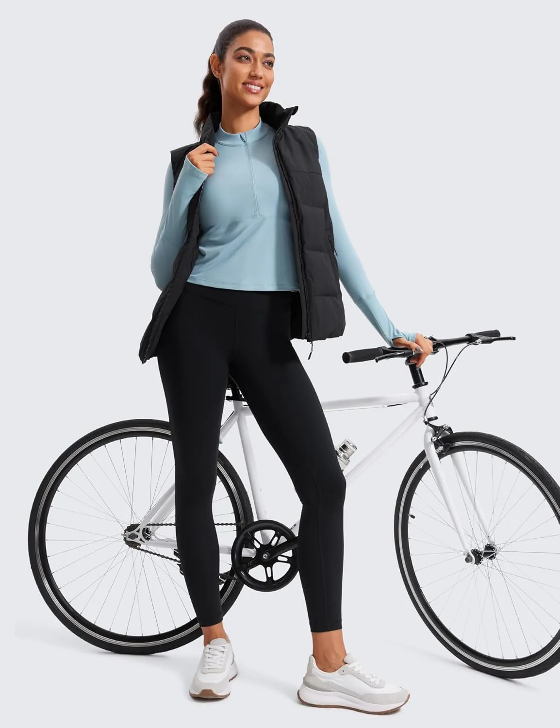 CRZ YOGA Women's Long Sleeve Crop Top Quick Dry Cropped Workout Shirts Half Quarter Zip Pullover Running Athletic Fall Shirt